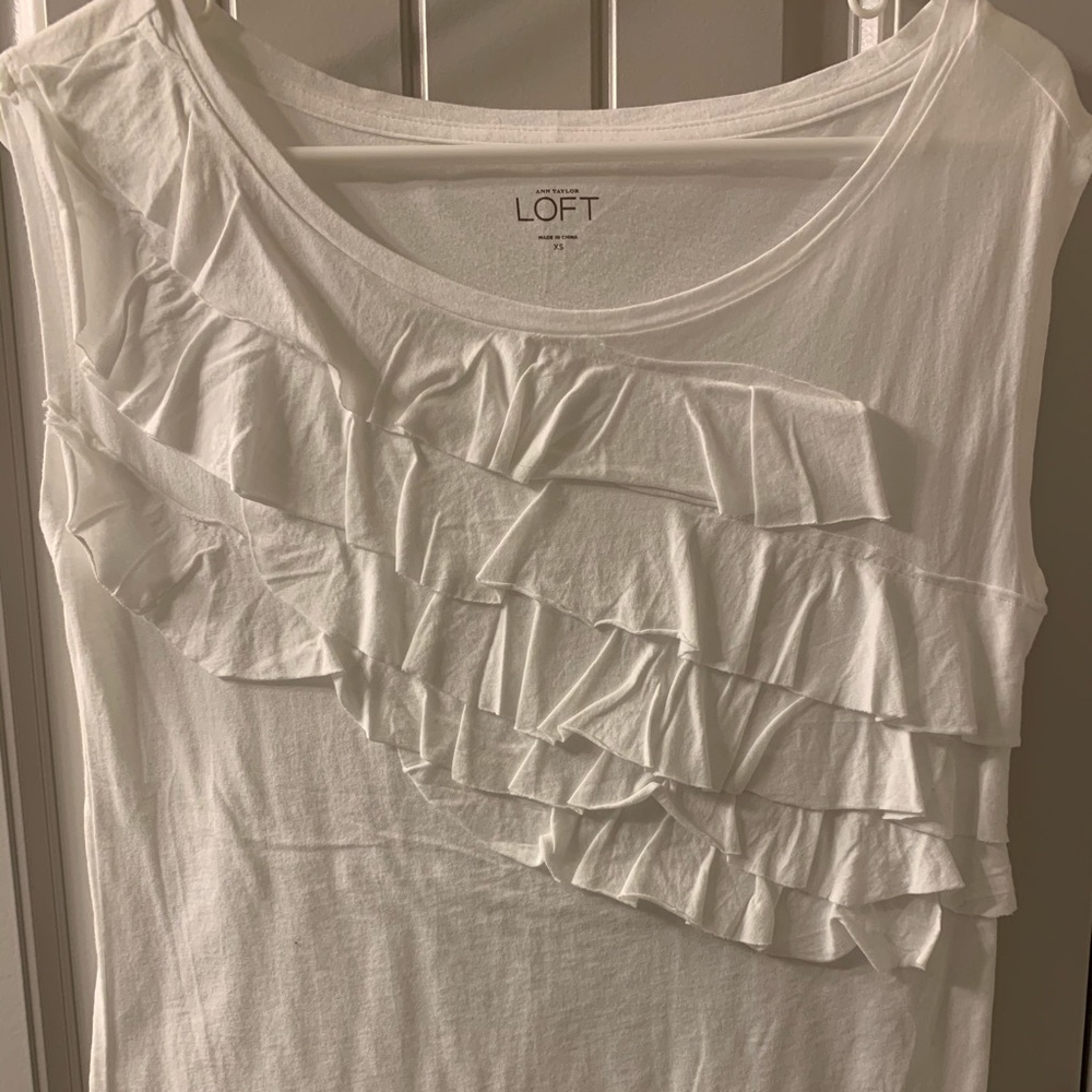 Ann Taylor Loft Ruffle Cap Sleeve Top